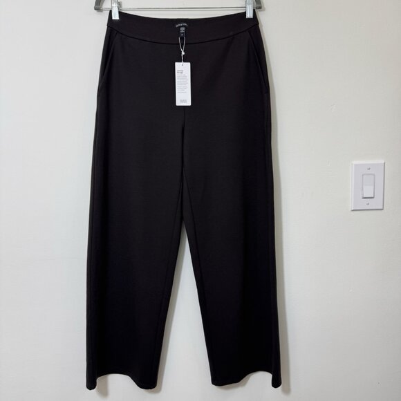 Eileen Fisher Women’s Wide-Leg Pull On Pants Size S Petite Ponte Knit Brown New - Picture 1 of 6